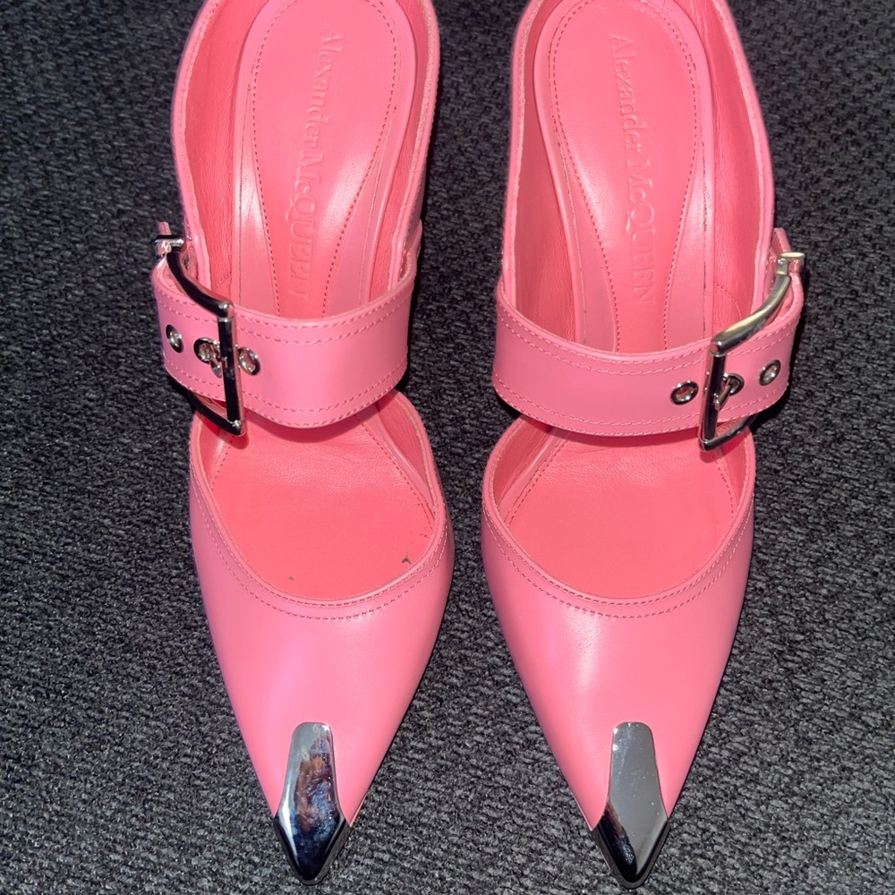 Alexander McQueen Pink Heels with Silver Accents